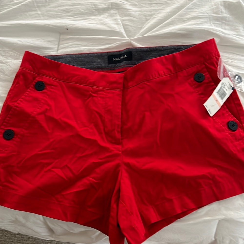 Women’s red size 10 nautical shorts new with tags